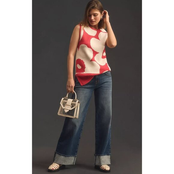 Anthropologie Marimekko Tilma Unikko POP ART Floral Sweater Vest Size Medium - Picture 1 of 6